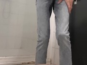 After hours of holding up, I desperately needed to pee. Too late to undress my jeans. A super horny