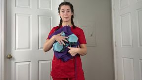 Trying On 5 Scrubs with Matching Lingerie Sets