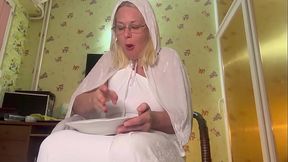 Eat and burp fetish, then both holes and belly fuck, ass milk explosion