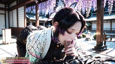 Shinobu Kocho’s night garden wisteria fucks her big tits raw
