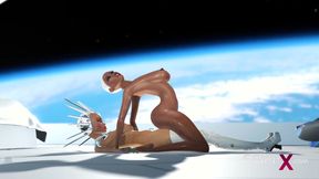 Super sexy android dickgirl fucks a hot ebony on a spaceship