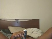Ebony milf strips and plays with creamy pussy until she squirts