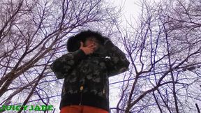 Asian Jasmine Jade enjoying a smoke outdoors when it's snowing - volume 52 Non Nude ****wmv****