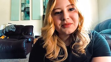 Fat blonde slut with big boobs is masturbating in front of the camera with a sex toy