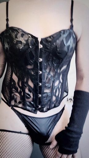 hot sissy slut shemale masturbates while smoking cigarette