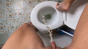 Petite Blonde Yellow Pee Standing 4K