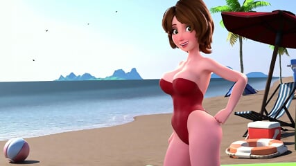 Aunt Casss Sunny Beach Vacation Turns Into Wet MILF Fuckfest (4K HENTAI)