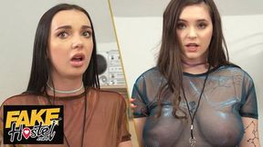 Thick and Curvy Brunettes party at fake hostel