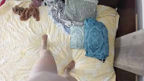 Oral sex with amateur wife, hairy pussy, big ass. Sensual massage of a hot couple with oil on the body.