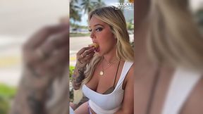 Luxury blonde baddie goes for a casual sex with random dude by the pool
