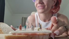 Tiny Man in My Sandwich – Mouth Fetish Eating & Swallow Tease