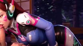 Ai generated video. Dva from Overwatch enjoys a lot sucking a long impressive cock