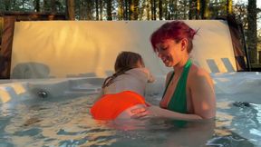 Two ladies in a hottub