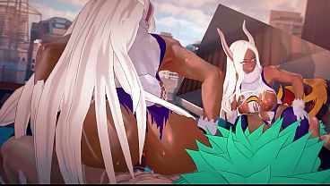 Mirko y Deku follando en la calle