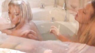 Lesbian teen slut bathing with hottie