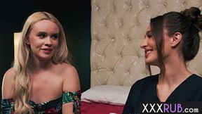 Teen Khloe trembles as MILF Ella passionately explores her with tender lesbian touch