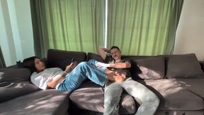 Ioana Mocanu and Faith - Cock teasing and footjob on sofa part 2