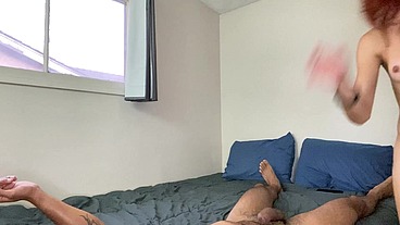 Petite Redhead Latina Trans Girl Drewcilla Spread Open by Huge Cock