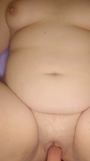 My chubby Stepmom wants me to fuck her hard with her big dildo until she orgasms. She moans until she cums   Clip 1