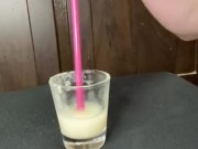 Using Wife’s Jeffree Star Straw to play with my cum, if she knew she’d go crazy!!