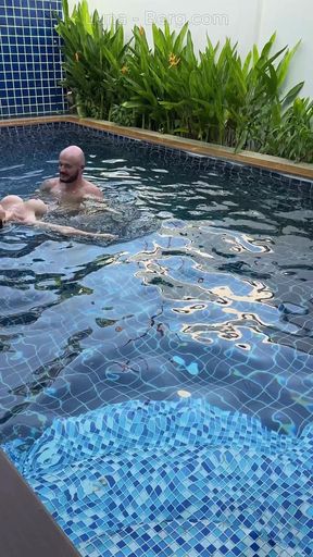 Pool Day: Busty Wife Having Fun with Her Lover. Big Tits, Sun and Big Cock