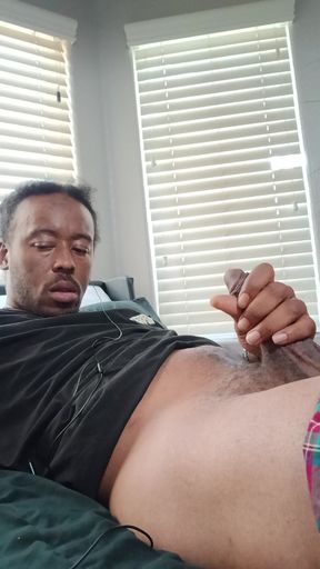 Stroking my hard bbc for you until I cum