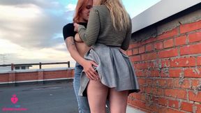 Public Lesbian Sex on the Roof