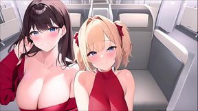 Joi con las azafatas de un avi&oacute_n