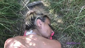 Busty blonde fucked outdoors