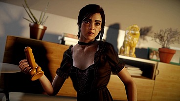 Ellie got cot riding a dildo and he fucked her hard
