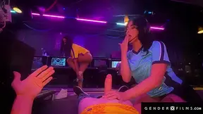 E-games Rivals Get Hard In Public - Cock-on-keyboard Distraction Turns Wild!