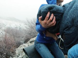 Lost hikers have coarse anal dance to stay warm in snow - two orgasms 1 ejaculation