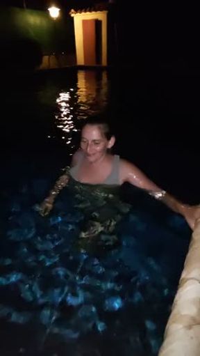 Blowjob in the pool to my stepson