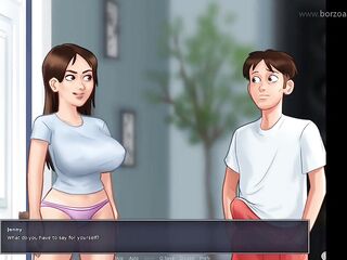 My stepsister with big tits caught me when I spied on my masturbating milf stepmom with big booty. (Summertime Saga - Debbie - 1)