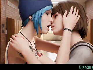 Videogame lesbo giving a kiss yuri beauties solely LiS