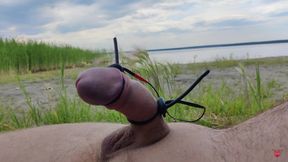 Flooded myself with sperm in outdoor  No hands orgasm