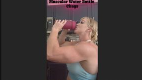 Muscular Water Bottle Chug Flexing