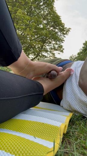 The great outdoors! PARK FOOTJOB 🥵