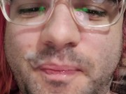 Self facial and cum tasting, straight guy face painting