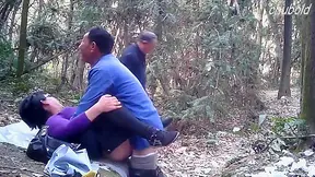 Sizzling Chinese Hooker Takes Two Cocks Outdoor For Cash