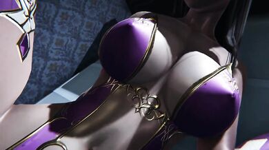 Dark Queen Olga's sticky thighs crushed my cock between her dark elf heels