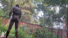 Outside watering the plants