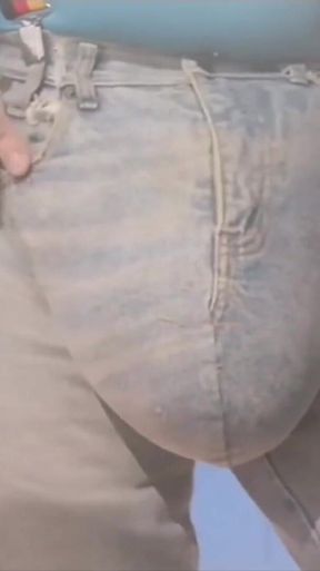 Extreme Big Jeans Bulging on Handmade Jeans