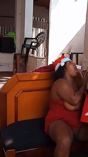 Ebony Stepmom Tries on Sexy Lingerie! Provocation with Perfect Body