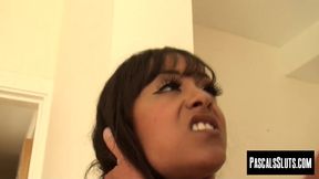 Adorable Ebony Alyssa Divine is handcuffed and dominated so roughly by Pascal White