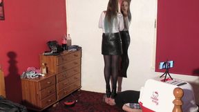 Sophie Applying Her Lipstick In The Mirror Whilst Standing On His Head