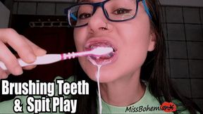 Brushing My Teeth end in Spit Play - Mouth Fetish - MissBohemianX - SD MP4