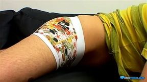 UndieTwinks: Uncut Kyle Valasek teases and humps his throbbing dick on the sofa