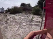 What happens in nudist camper areas in Spain? Almasol gives a footjob with painted feet