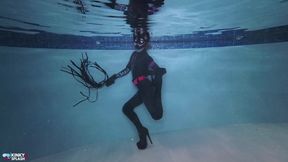 Underwater Wetsuit Dominatrix Tease in Heels